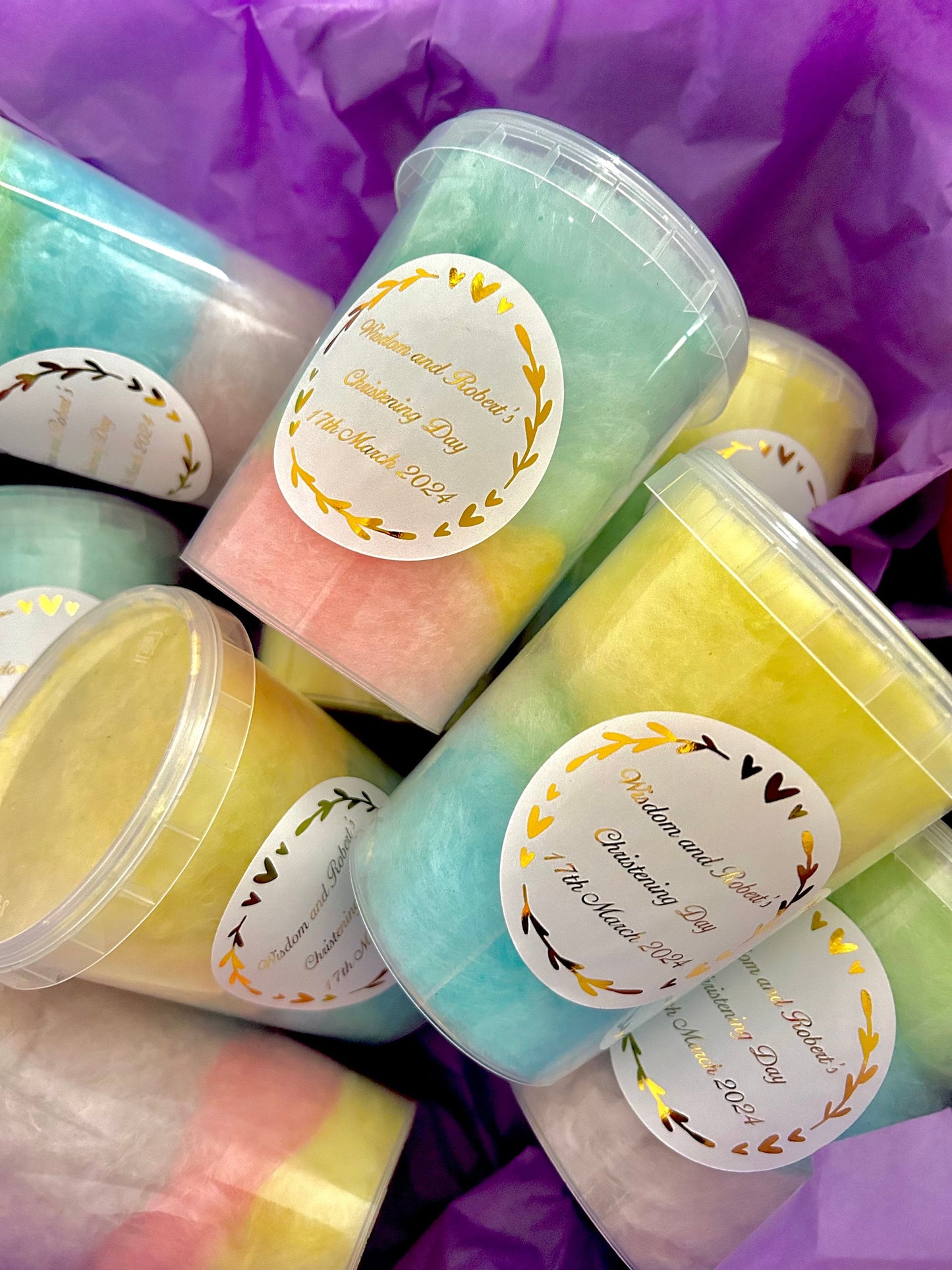 Mini Personalised Candy Floss Tubs Treats